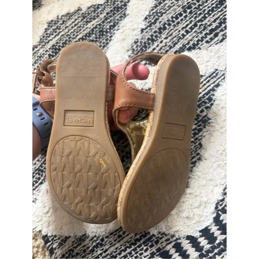 Michael Kors Girls' Brown Cork Thong Sandals size 8